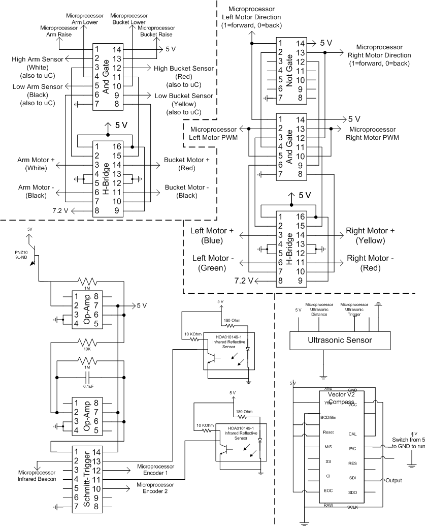 Schematic of circuitry